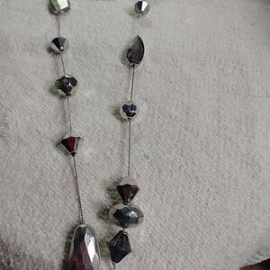 Silvertone bead chain mirror ball necklace